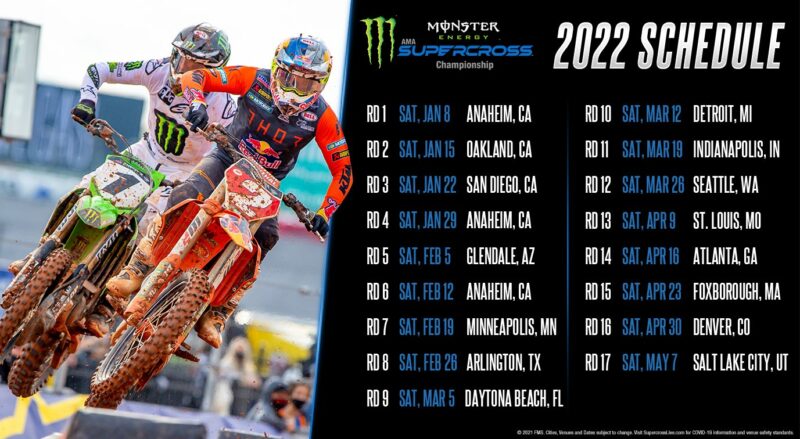 Calendrier Championnat Du Monde Motocross 2022 SX US : le calendrier 2022 revient à la normale   MX2K